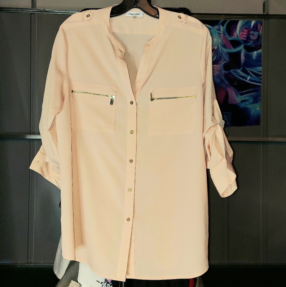 Calvin klein peach long sleeve